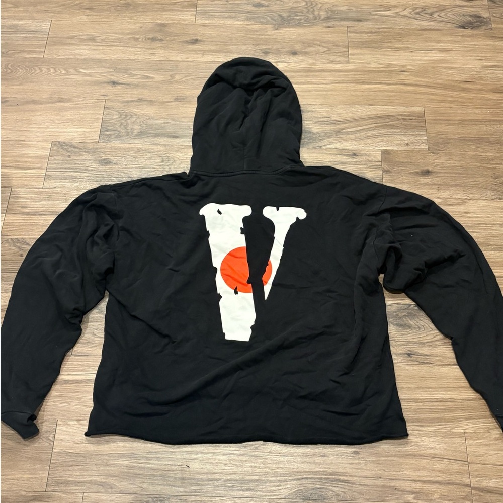VLONE Black Hoodie with White and Orange Logo